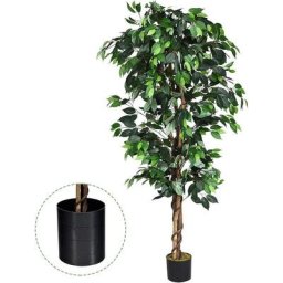 Arbre Artificiel, Plante Artificielle en Pot, Hauteur 180cm,1008 Feuilles et Tige Naturelle, sans