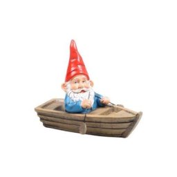 SID - Nain de jardin en résine ballade sur l'eau Barque assis
