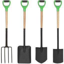 Ensemble d'outils de jardinage 4 pcs | Kit outils du jardinier Outils de Jardin Acier et bois de