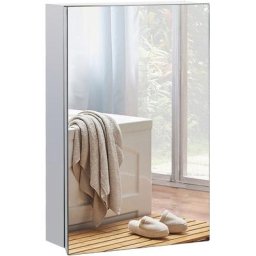 Armoire miroir murale salle de bain toilette dim. 39L x 12l x 60H cm acier inox. verre - Gris