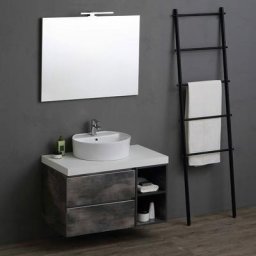 Meuble de salle de bains modulable lavabo rond design industriel cm 90