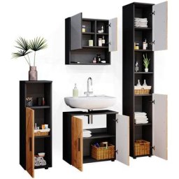 Vicco - Ensemble de meubles de salle de bains ""Irma anthracite/force de l'or 4 pièces