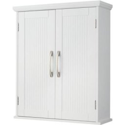 Teamson Home - Armoire à pharmacie murale en bois pour salle de bain avec étagères réglables blanc