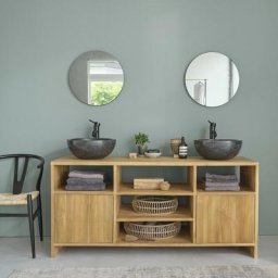 Meuble double vasque en teck massif 160 cm - Naturel