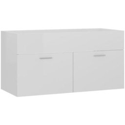 Inlife - Armoire d'¨vier Blanc brillant 90x38,5x46 cm Agglom¨r¨