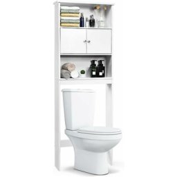 Tagère de Rangement Salle de Bains en Bois, Meuble de Salle de Bain de Dessus de Toilettes sur