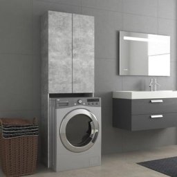 Kalisse - Meuble pour machine à laver Gris béton 64x25,5x190 cm,design Moderne et Durable
