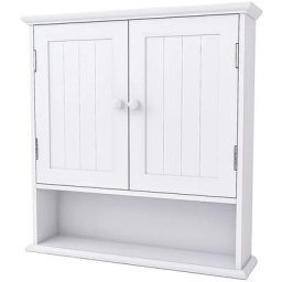 Armoire de salle de bains ou wc placard 2 portes avec étagère mdf Blanc