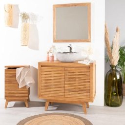 Meuble salle de bain en teck Vintage 90 - Marron
