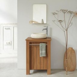 Meuble sous vasque en teck massif 60 cm - Naturel