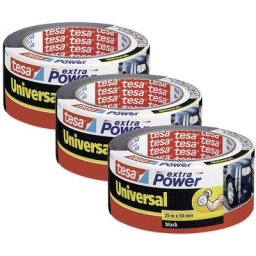 Extra Power® universal 56388 Ruban adhésif toilé noir (l x l) 25 m x 50 mm 3 pc(s) - Tesa