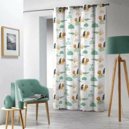 Douceur D'intérieur - Rideau en polyester à 8 oeillets motif animaux de la savane - Multicolor