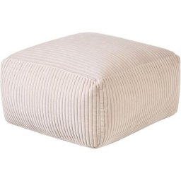 Pouf Ottoman Rectangulaire en Velours Côtelé Rembourré Beige Accessoire Déco Mukki - Beige