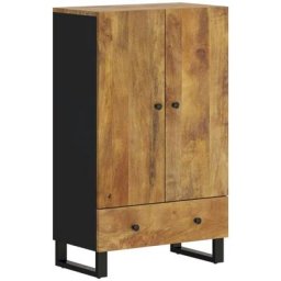 Buffet haut avec tiroir 60x33x100cm bois massif manguier et fer Vidaxl Brun