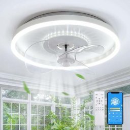 Ventilateur de Plafond avec Éclairage, led Dimmable Plafonnier avec Ventilateur et Télécommande app