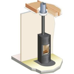 Kit conduit poêle à bois sortie sur le dessus diamètre 150 - Noir - Noir