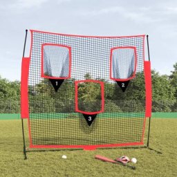 Filet de baseball portable Noir/rouge 183x105x183 cm Polyester