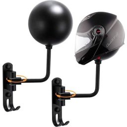 Support Casque Moto, 2Pcs Porte Casque Moto avec Crochet, Support de Chapeau Rotatif Fixé au Mur,