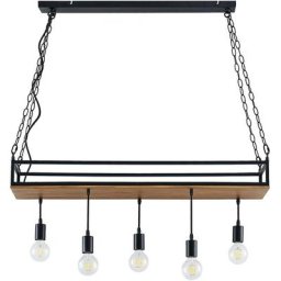 Suspension à intensité variable 'Kirista' en métal pour salon & salle à manger - noir, pin foncé