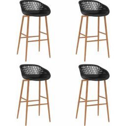 Kalisse - Lot de 4 Tabourets Hauts, Chaises de bar 4 pcs Noir ,Scandinave pour Cuisine, salle à