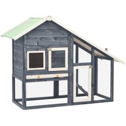 Clapier lapin | Cage Enclos à Lapin Gris et blanc 140x63x120 cm Bois de sapin massif 76727 - Gris