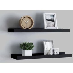 Tagères à rebord pour cadre photo 2 pcs,Noir 60x9x3 cm,MDF,Conception en u