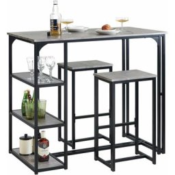 SoBuy OGT43-HG Lot Table et 2 Tabourets de Bar Ensemble Table de Bar + Chaises de Bar Table de