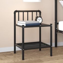 Table de chevet Table d'appoint | Table de nuit Noir 45x34,5x62,5 cm Métal et verre 94201 - Noir