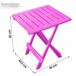 Ac-déco - Table de jardin pliante adige - Rose fuchsia - Plastique - l 45 x p 43.5 x h 50 cm