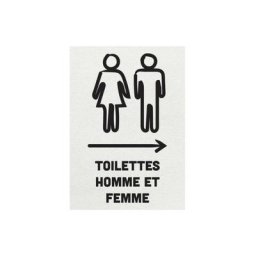 Interface Plv - Sticker autocollant 'toilettes homme et femme' flèche à droite format A5 fond blanc