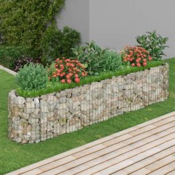 Elegant-Stil Lit surélevé à gabion Fer galvanisé 260x50x50 cm,pour Salon/Jardin,Montage facile,17 Kg