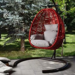 Cotecosy - Chaise Suspendue Simple pour extérieur Ovale Carya Metal Rouge - Bordeaux