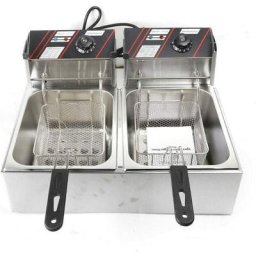 Friteuse électrique 12L Friteuse profonde Friteuse à copeaux en acier inoxydable Double réservoir
