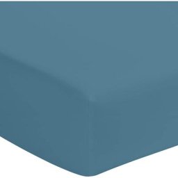 Terre De Nuit - Drap housse bleu minéral 100% coton biologique bonnet 40 cm 160x190 cm - Bleu