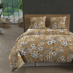 Manon Parure Housse de Couette Coton 57 Fils, Taupe, par Soleil D'ocre 260 x 240 cm - Taupe