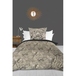 Parure Housse de couette 140x200 cm safari Naturel 57 fils/ cm2, par Soleil D'ocre Ecru
