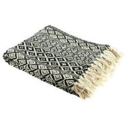 Plaid ethnique frange motif carreaux 120x150cm - Multicolore