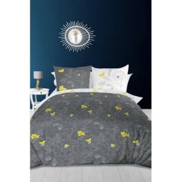 Soleil D'ocre - Parure Housse de couette 240X220 cm lisa Anthracite 57 fils/ cm2, par Anthracite