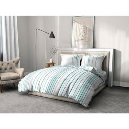 Parure de Couette 100% Coton 57 fils couleurs - Bleu, matière - 100% coton, tailles - 220 x 240 cm