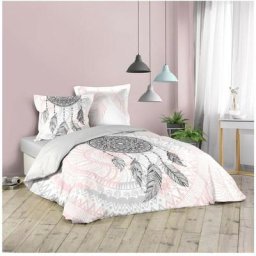 Housse de couette 200x200 + 2 taies Namaste coton - Blanc