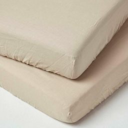 Homescapes - Lot de 2 Draps housse lit bébé en lin lavé Beige, 60 x 120 cm - Beige