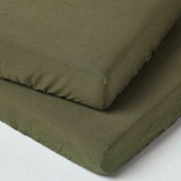 Homescapes - Lot de 2 Draps housse lit bébé en lin lavé Vert, 60 x 120 cm - Vert