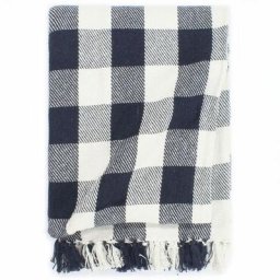 Vidaxl - Couverture Coton Carreaux 220x250 cm Bleu marine Navy blue