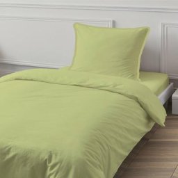 Housse de couette unie coton 57 fils vert tilleul 140x200cm coton unis - tilleul