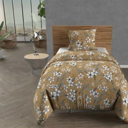 Soleil D'ocre - Manon Parure Housse de Couette Coton 57 Fils, Taupe, par 140 x 200 cm - Taupe