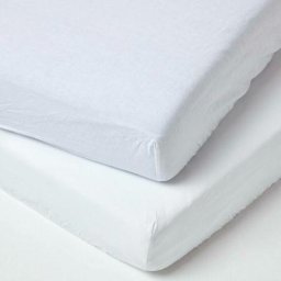 Homescapes - Lot de 2 Draps housse lit bébé en lin lavé Blanc, 60 x 120 cm - Blanc