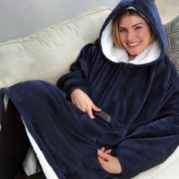 Sweat Plaid a Capuche Adulte Plaid Polaire avec Manche Femme Homme Couverture à Capuche avec Manche