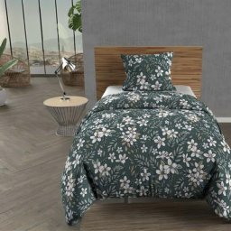 Soleil D'ocre - Manon Parure Housse de Couette Coton 57 Fils, Vert, par 140 x 200 cm - Vert
