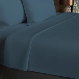 Drap Plat, Coton 57 Fils, Bleu, par Soleil D'ocre 180 x 290 cm - Bleu