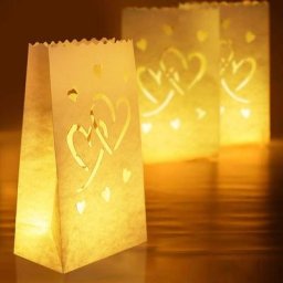 50pcs sacs de luminaires blancs coeurs, sacs de bougies ignifuges